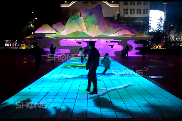 渭南主城区广场 - 视频互动感应发光砖 - 先朗照明