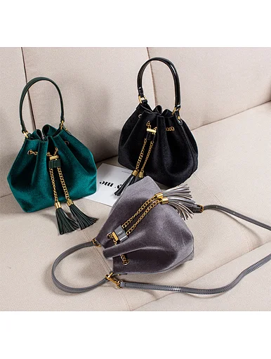 velvet drawstring female handbags