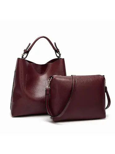 Hot Sell PU leather fashion bucket shoulder bags set women handbags