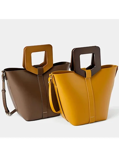 women leather bucket bag