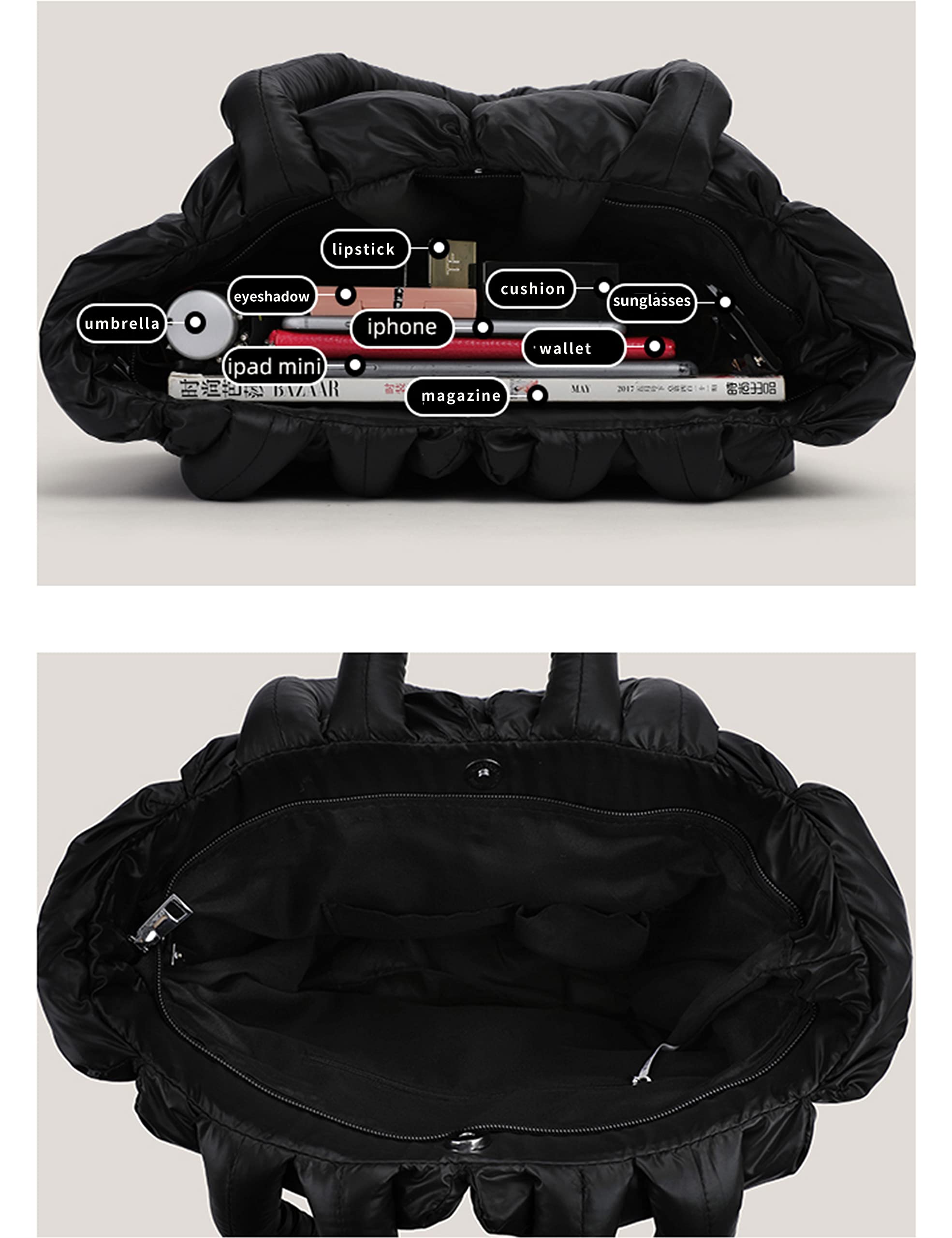 luxury puffer tote bag