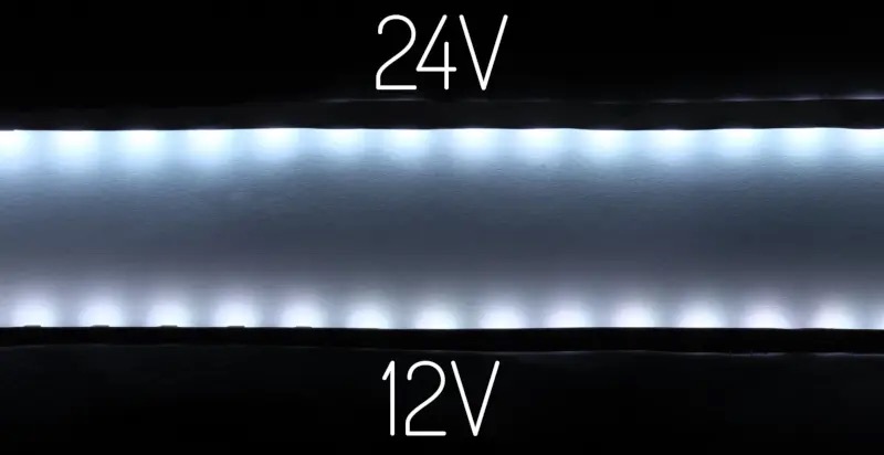 brightness between 12V and 24V led strip