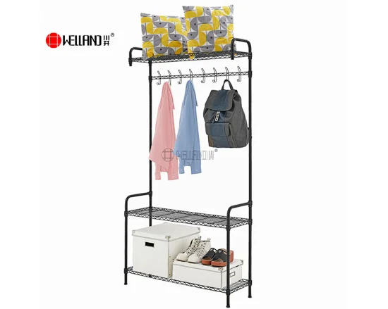 3-Shelves Metal Doorway Garment Rack For Clothes