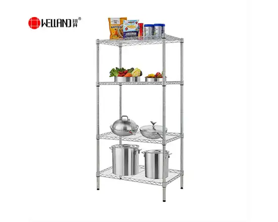 4 Layer Chrome Steel Wire Kitchen Storage Shelf