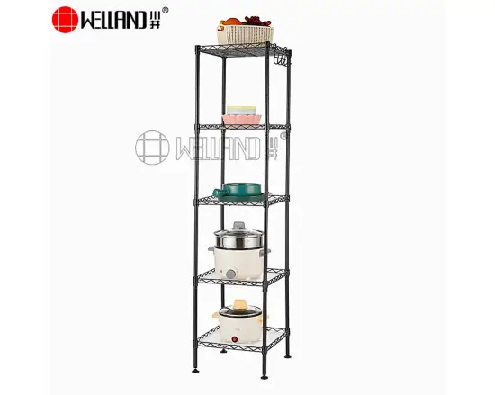 square 5 tier steel wire shelf unit