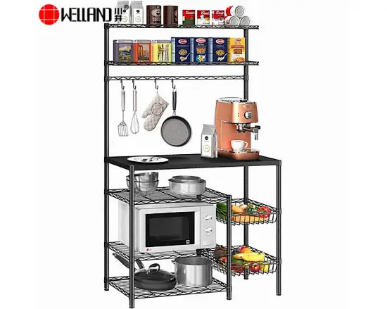 black kitchen bakers rack