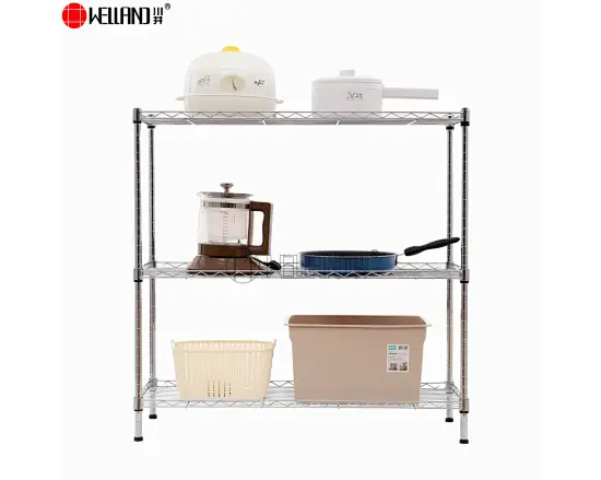 Rectangle 3 tiers chrome kitchen shelf
