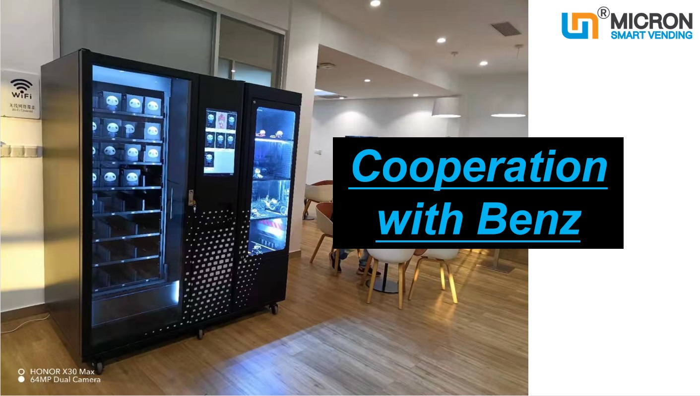 Mystery/gift box vending machine cooperate with Benz