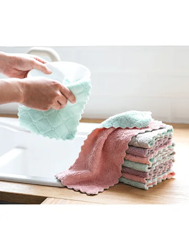Microfiber Absorbent thick Dish cleaning cloth kitchen towel,Microfiber Super Absorbent thick Dish cleaning cloth kitchen towel Soft and Solid Color Reusable Dishtowels Fast Drying Dish Rags