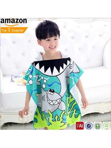 Microfiber Soft Quick Drying Super Absorbent Multi-use printing hooded poncho Bath Pool Beach towel