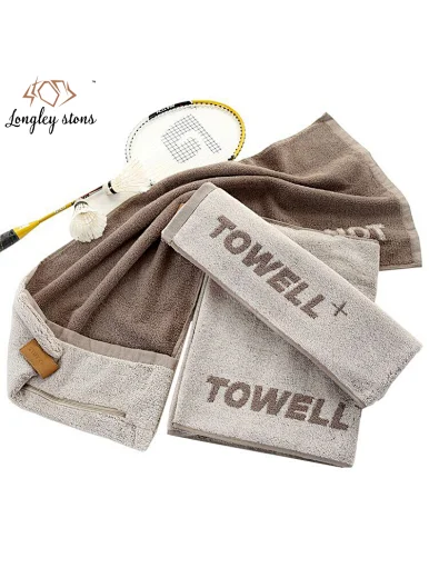 Custom Cotton Jacquard Sport gym towel with zipper pocket,Good price best quality hot sales Custom Cotton Jacquard Sport gym Luxury Towel for Sweat Organic Soft and Absorbent Workout, Fitness, Yoga, Running and Travel