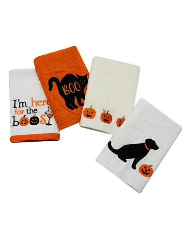wholesale Custom 100% cotton Waffle Soft and Absorbent Perfect for gift Multi-Purpose Eco-friendly Comfortable Weave embroidery kitchen tea towels