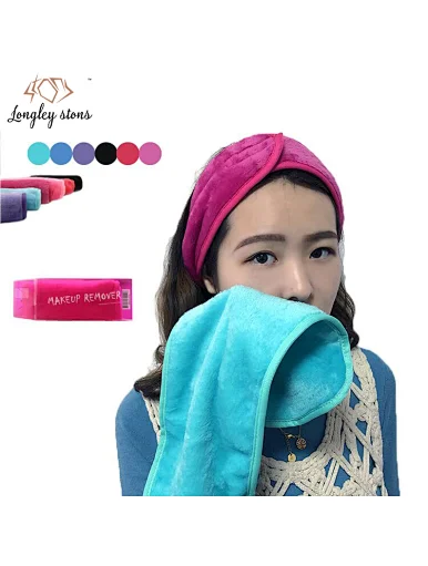 Soft Microfiber Deeply Cleaning Water Clean Make Up Easier Makeup Remover Towel Reusable Washcloth Women comfortable Suitable All Skin Types, makeup remover towel hair band set
