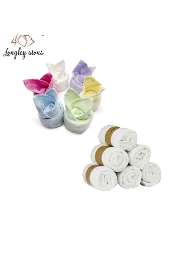 Bamboo fiber baby face towel, fold creative apple modeling , Good-looking for both self-use and gift-giving, plain style, pink, purple, blue, yellow and white, simple and generous,Carton waist peak design, neatly placed, clean and hygienic, save space.