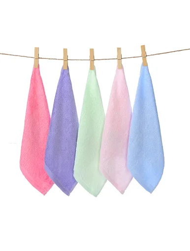 Baby bamboo fiber small square towel, colorful, rose red, purple, green, pink, blue, soft, antibacterial, bacteriostatic, hanging
