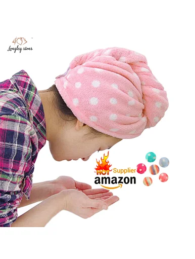 Multi-colored microfiber hair drying wrap absorbent towels