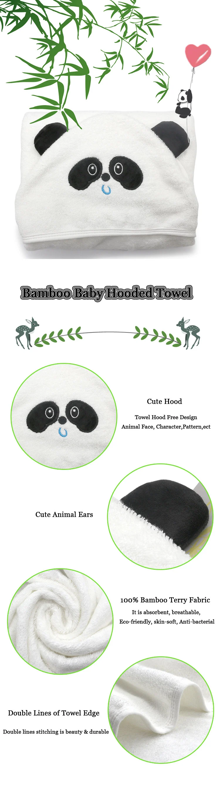Wholesale Customized animal design Baby hooded towel bamboo