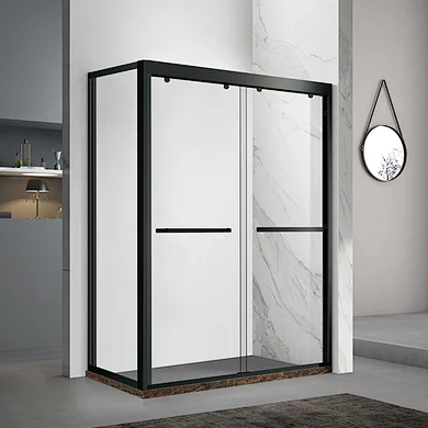 Western Rectangle Shower Enclosure Bathroom Luxury Black Glass Shower Door Cabin With Sliding Door