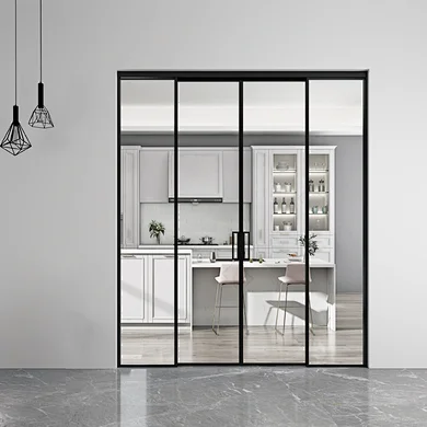 Modern Luxury Design Bathroom Sliding Door 8mm Glass Black Shower Door