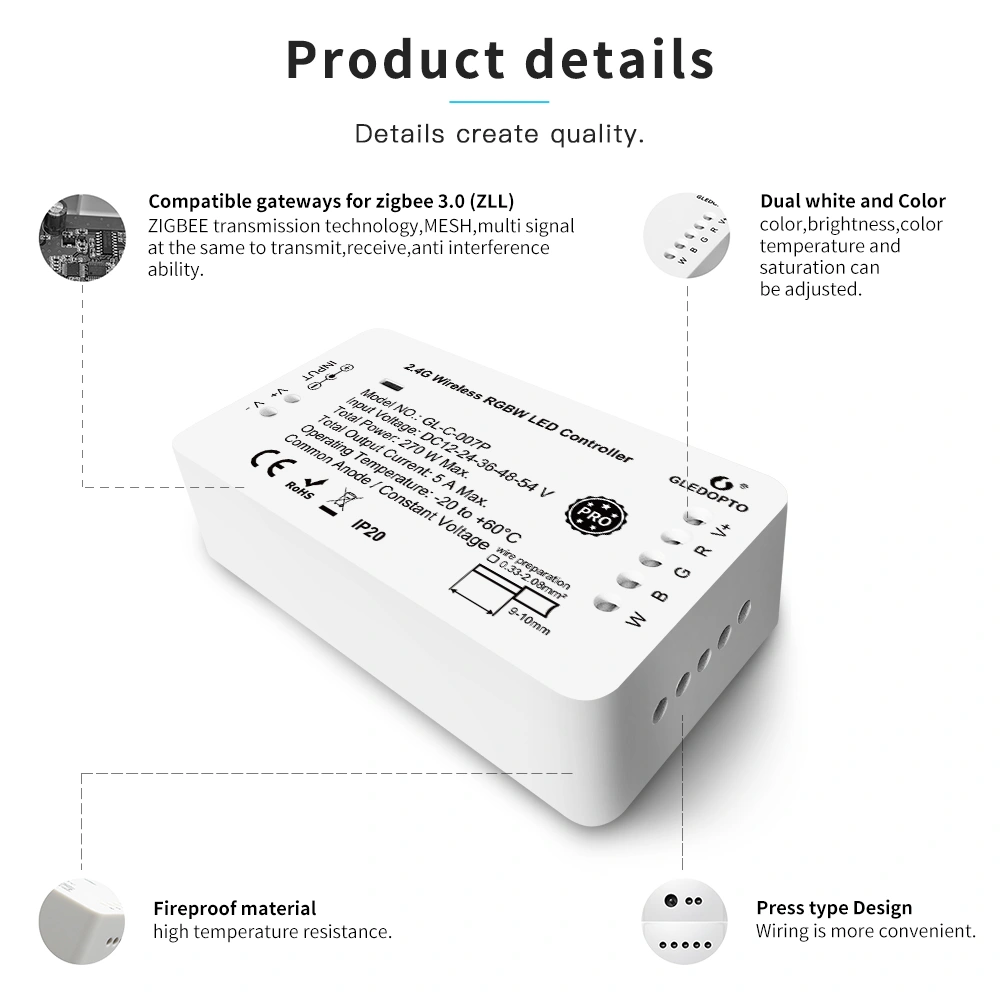 GLEDOPTO led controller rgbw 48V