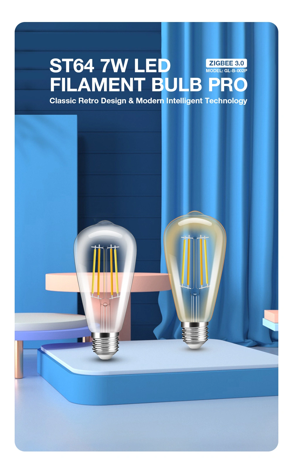 smart led filament bulb E27