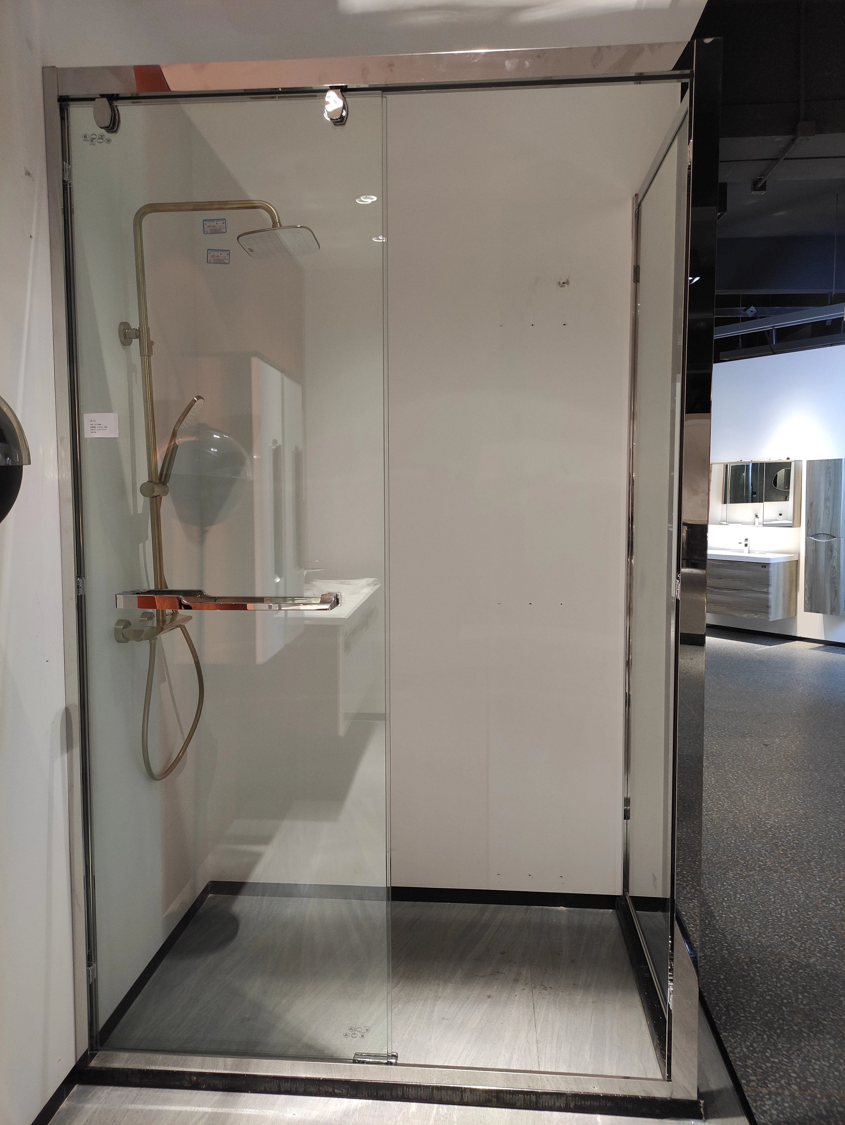 clear glass sliding door shower enclosure