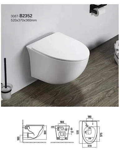 Wholesale wall hang ceramic toilet sanitary ware bathroom toilet rimless wall hung toilet