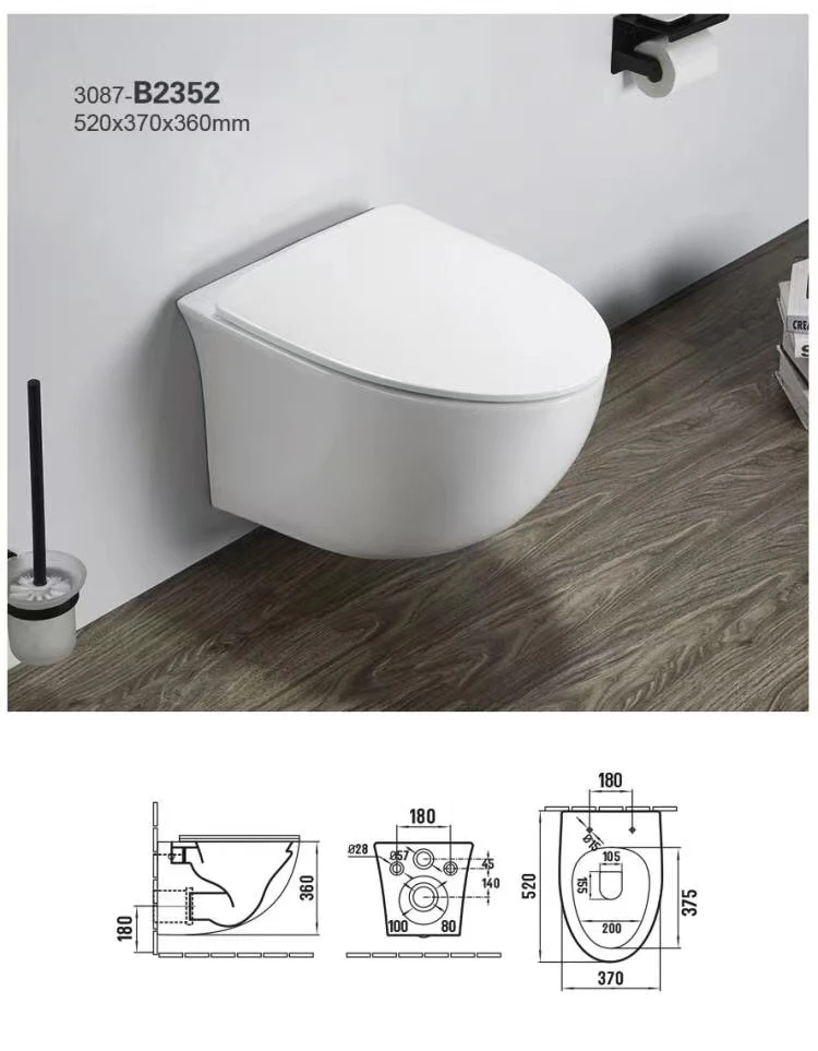 Wholesale wall hang ceramic toilet sanitary ware bathroom toilet rimless wall hung toilet