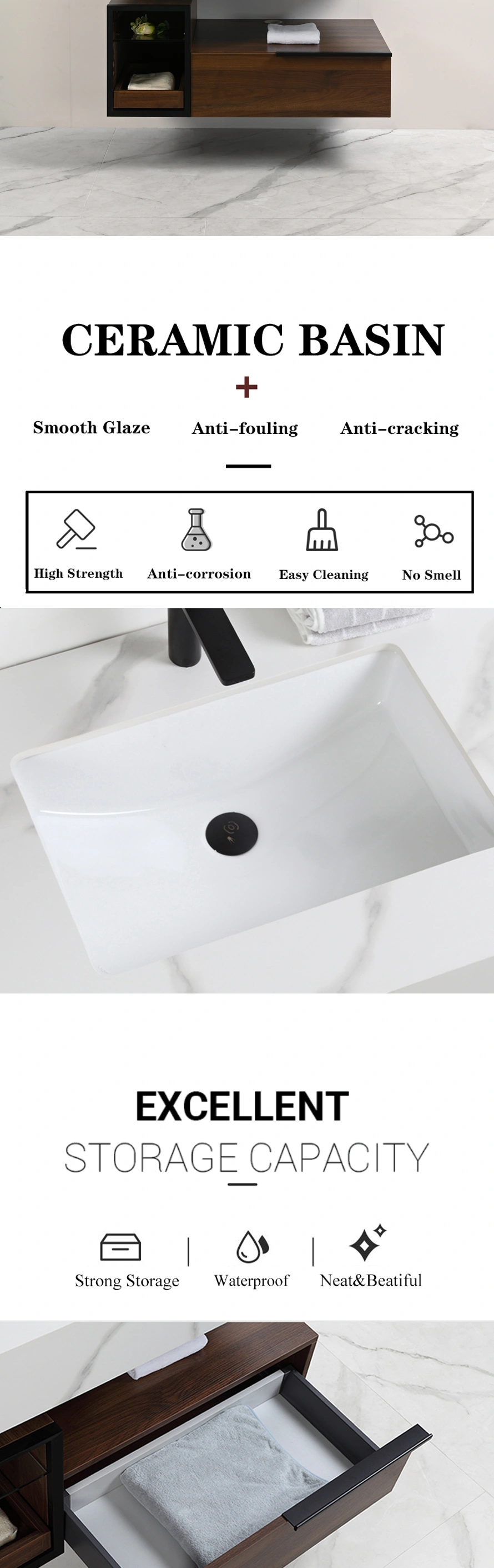 Floating Cabinet Factory Factory directly Bathroom Vanities with Sink Furniture Luxury Wall Mounted