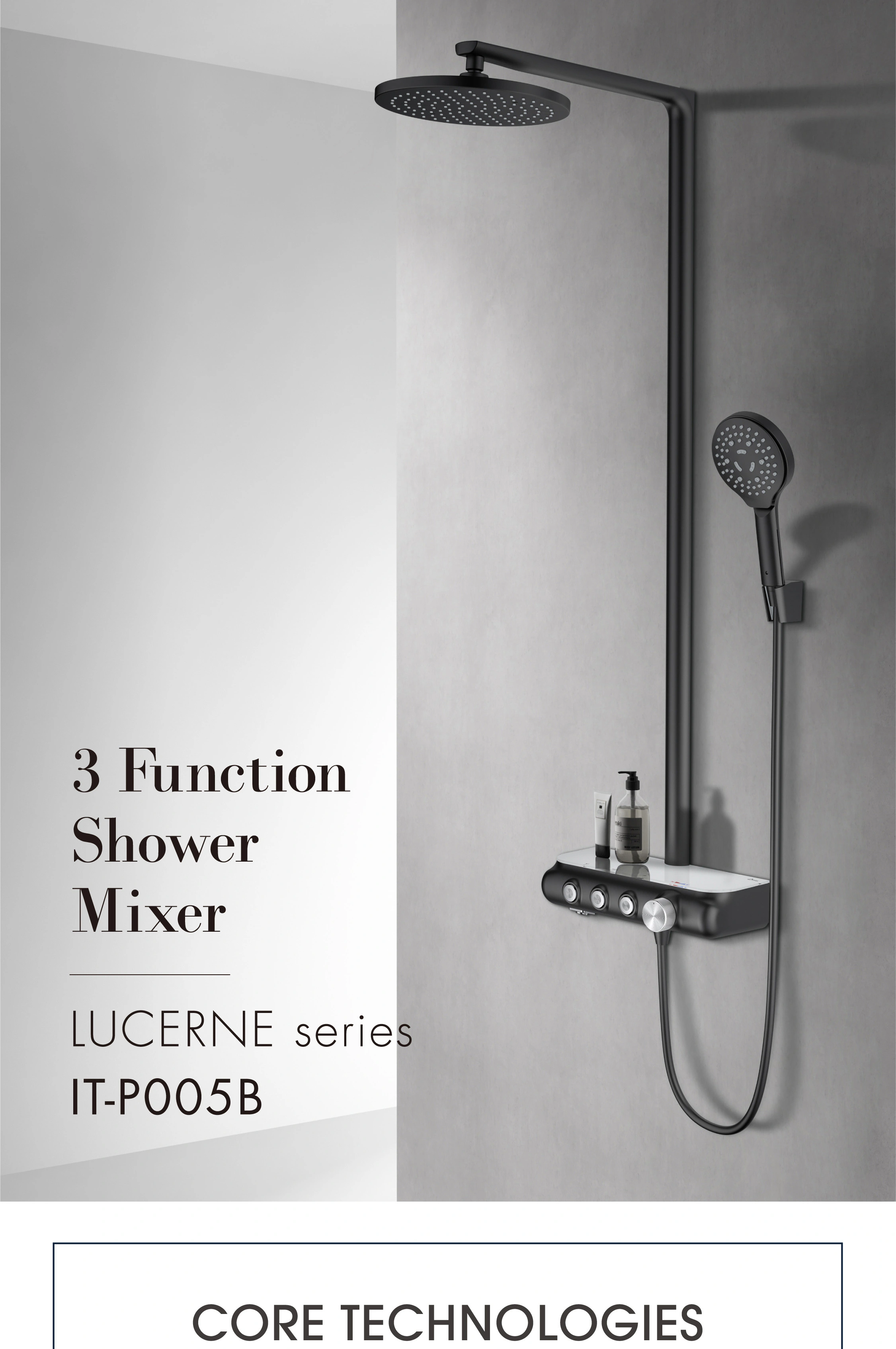 china smart exposed rain rainfall bathroom thermostatic control complete brass shower mixer,3 Function Shower Mixer- SHISEN Series