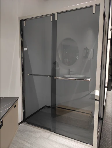 Stunning L-Shape Handle Clear Tempered Glass Stainless Steel Shiny Hinge Shower Cabin
