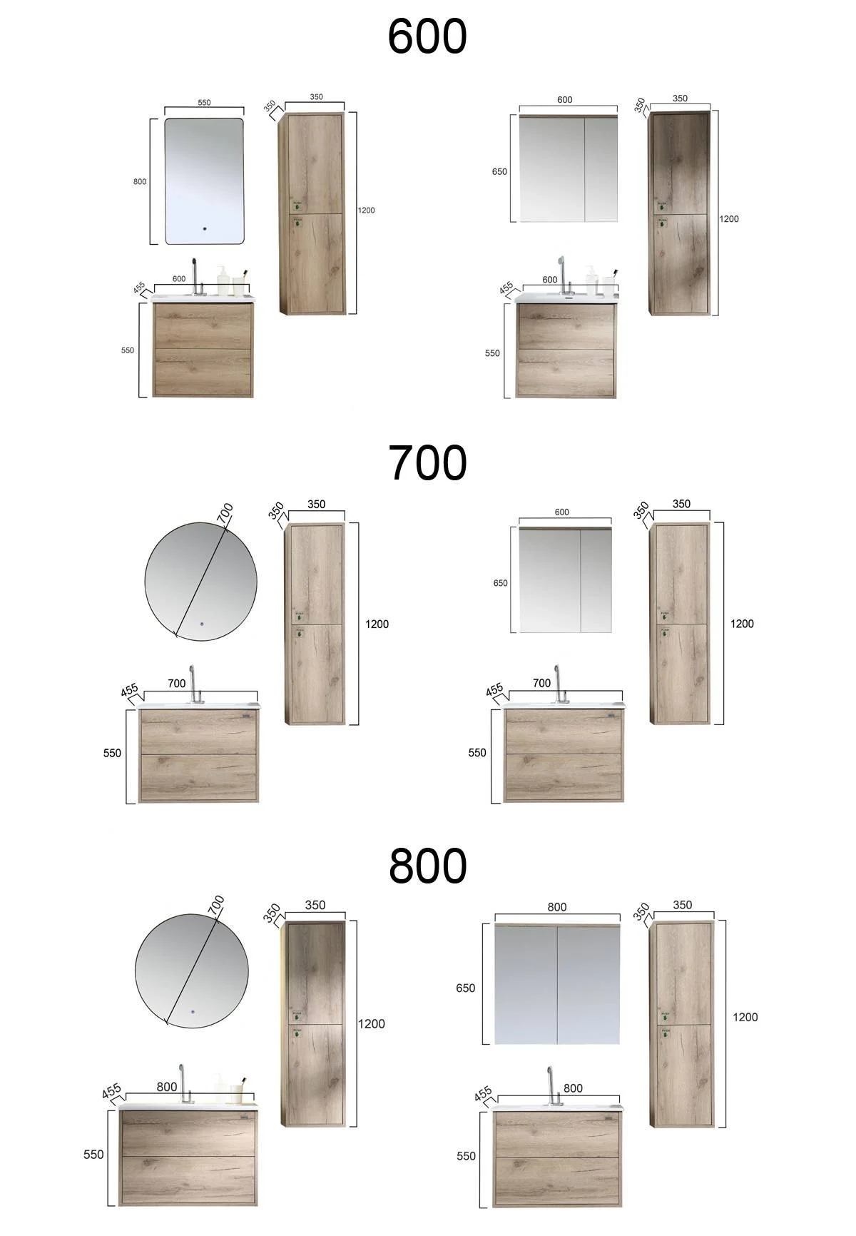 factory direct oem odm bathroom furniture cheap price plywood cabinet Wall Hung Bathroom Vanity with led mirror sink Handle Free Customized Bathroom Storage Mirror Cabinet For Bathroom