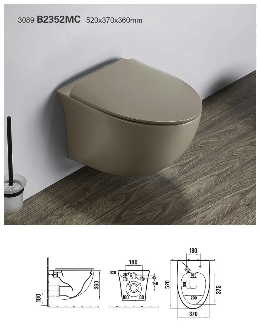 Wholesale wall hang ceramic toilet sanitary ware bathroom toilet rimless wall hung toilet
