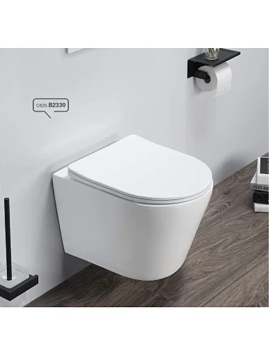 Modern rimless flushing system sanitary ware ceramic WC wall hung toilet