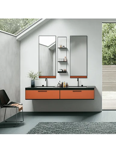 wall hung vanity unit with countertop basin