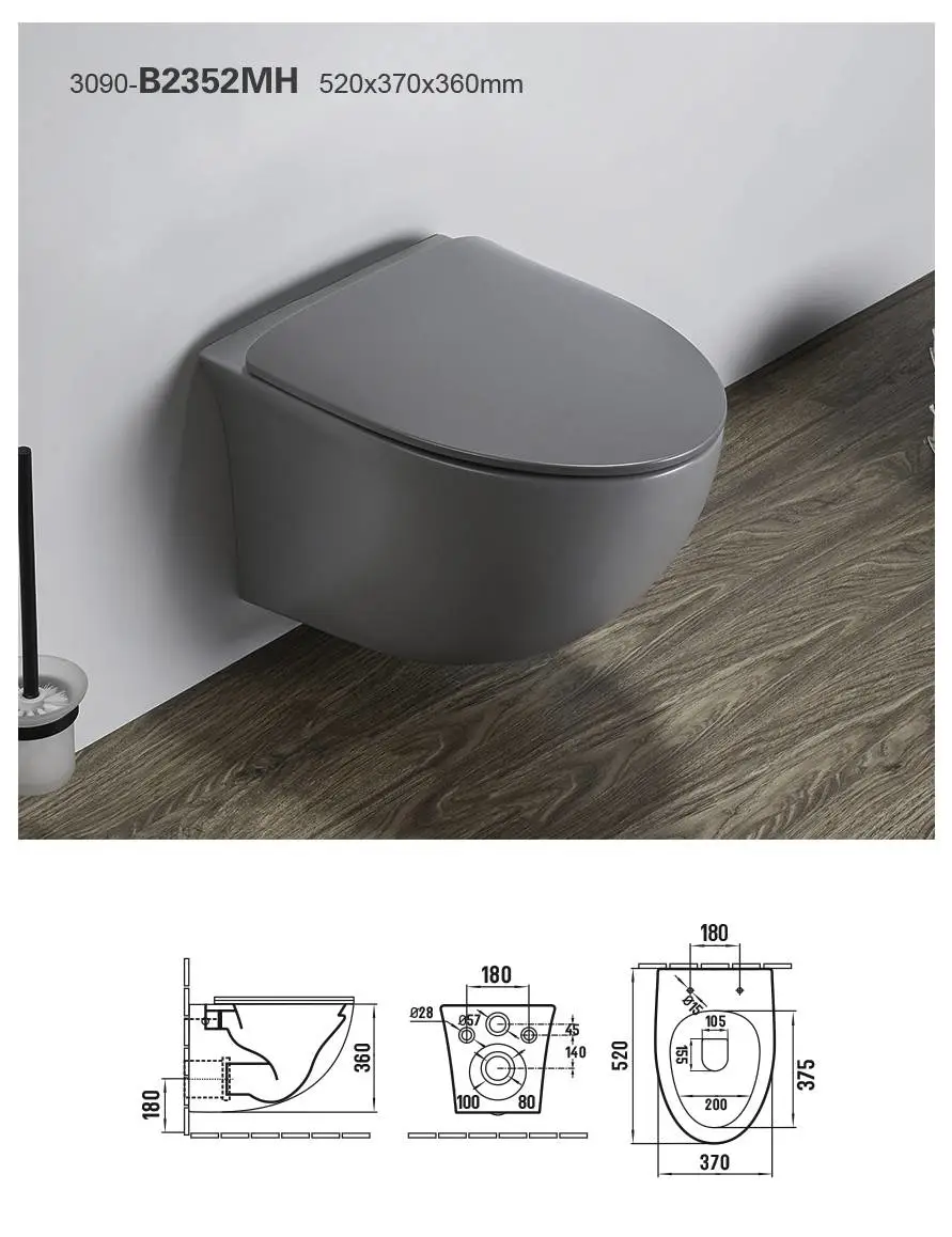 Wholesale wall hang ceramic toilet sanitary ware bathroom toilet rimless wall hung toilet