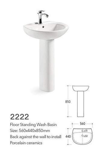 Slim Ceramic Hand Wash Basin Full Pedestal Ceramic Sanitary Floor Wall Mounted Pedestal Basin