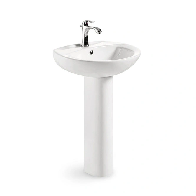 Slim Ceramic Hand Wash Basin Full Pedestal Ceramic Sanitary Floor Wall Mounted Pedestal Basin
