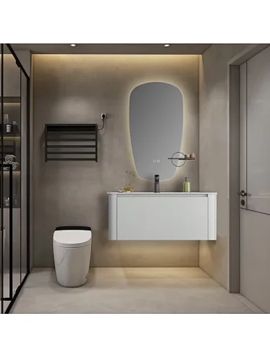 wall mounted bathroom vanities with LED mirror