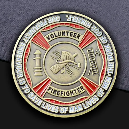 Volunteer Firefighter Custom Challenge Coins