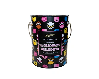 Custom Personalized Tin Cans Round Metal Garbage Can Metal Cookie Tin Box With Handle