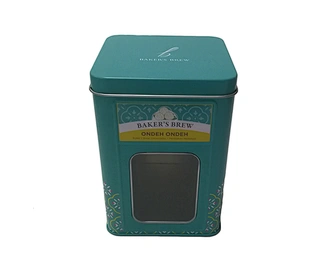 square tin box with window on body iced gem biscuit tin baking classes birthday cakes tin box