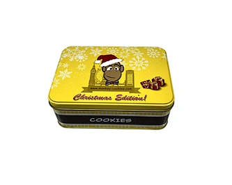 Customized Food Grade Metal Packaging Rectangle Cookie Tin Box Creative Design Tin Box Christmas