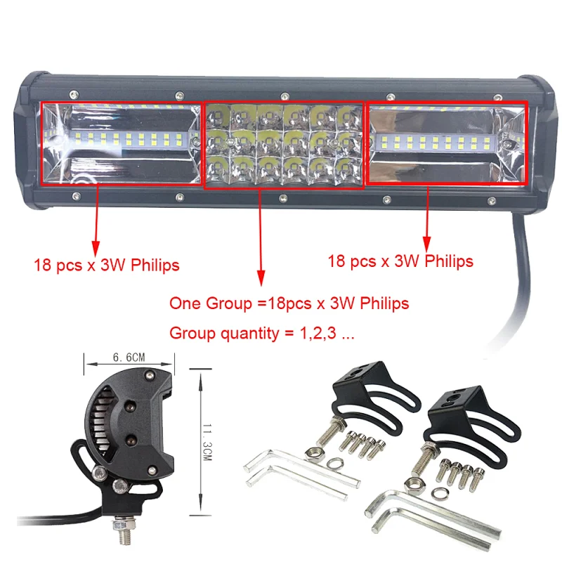 Truck car tractor 4x4 offroad driving LED Light Bar Triple Row