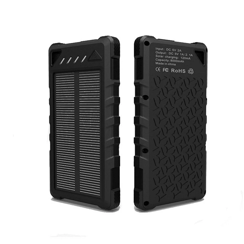 Water-resistant Outdoor Solar Power Bank 8000mAh