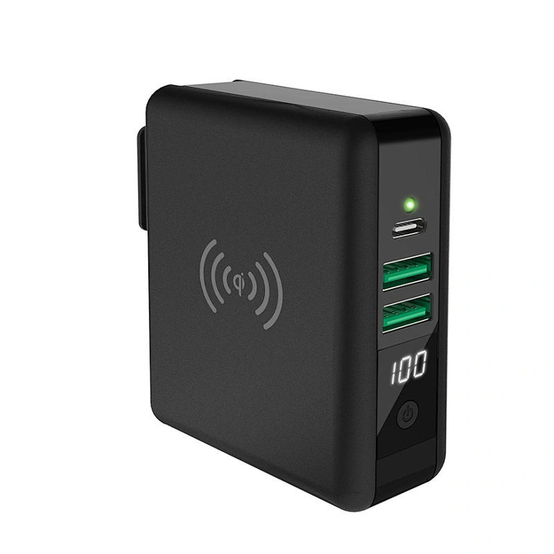 Cargador de viaje mundial con batería externa de 8000 mAh y cargador inalámbrico 3 en 1
