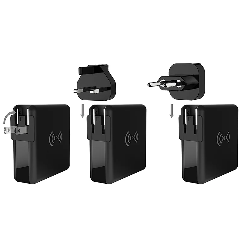 Worlwide Travel Charger with 8000mAh Power Bank and Wireless Charger 3-in-1