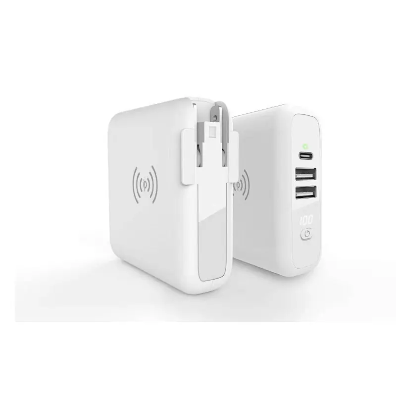 8000mAh Power Bank with Wireless Charger and Worldwide Travel Charger
