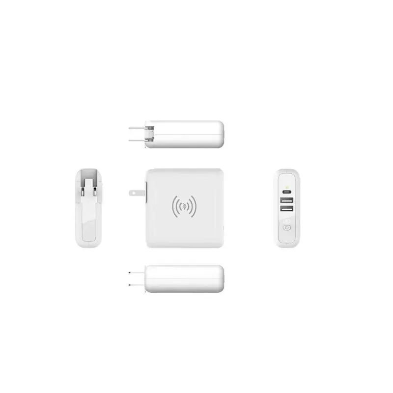 Banque d'alimentation 8000mAh avec chargeur sans fil et chargeur de voyage mondial