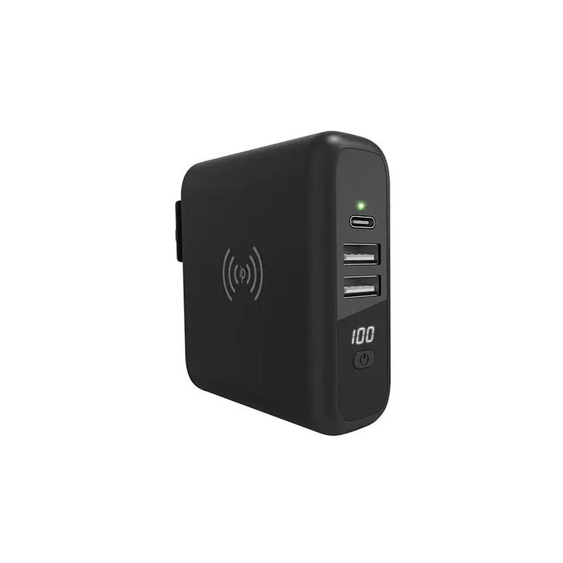 Banque d'alimentation 8000mAh avec chargeur sans fil et chargeur de voyage mondial